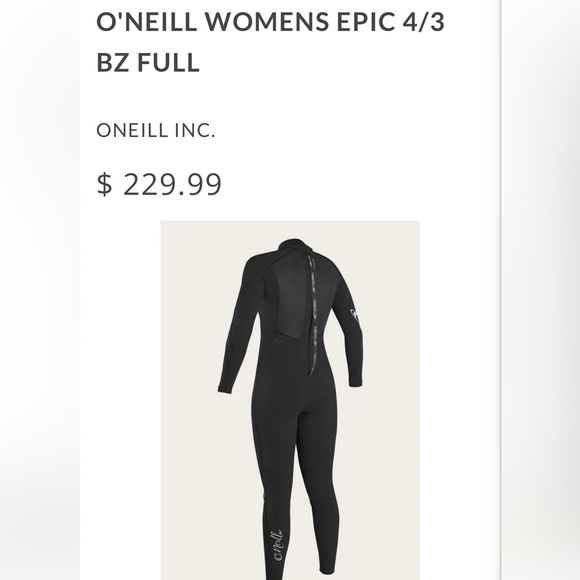 O’Neill Women’s Epic Wetsuit, full length, size 10T, 4/3 thickness. - Picture 2 of 6